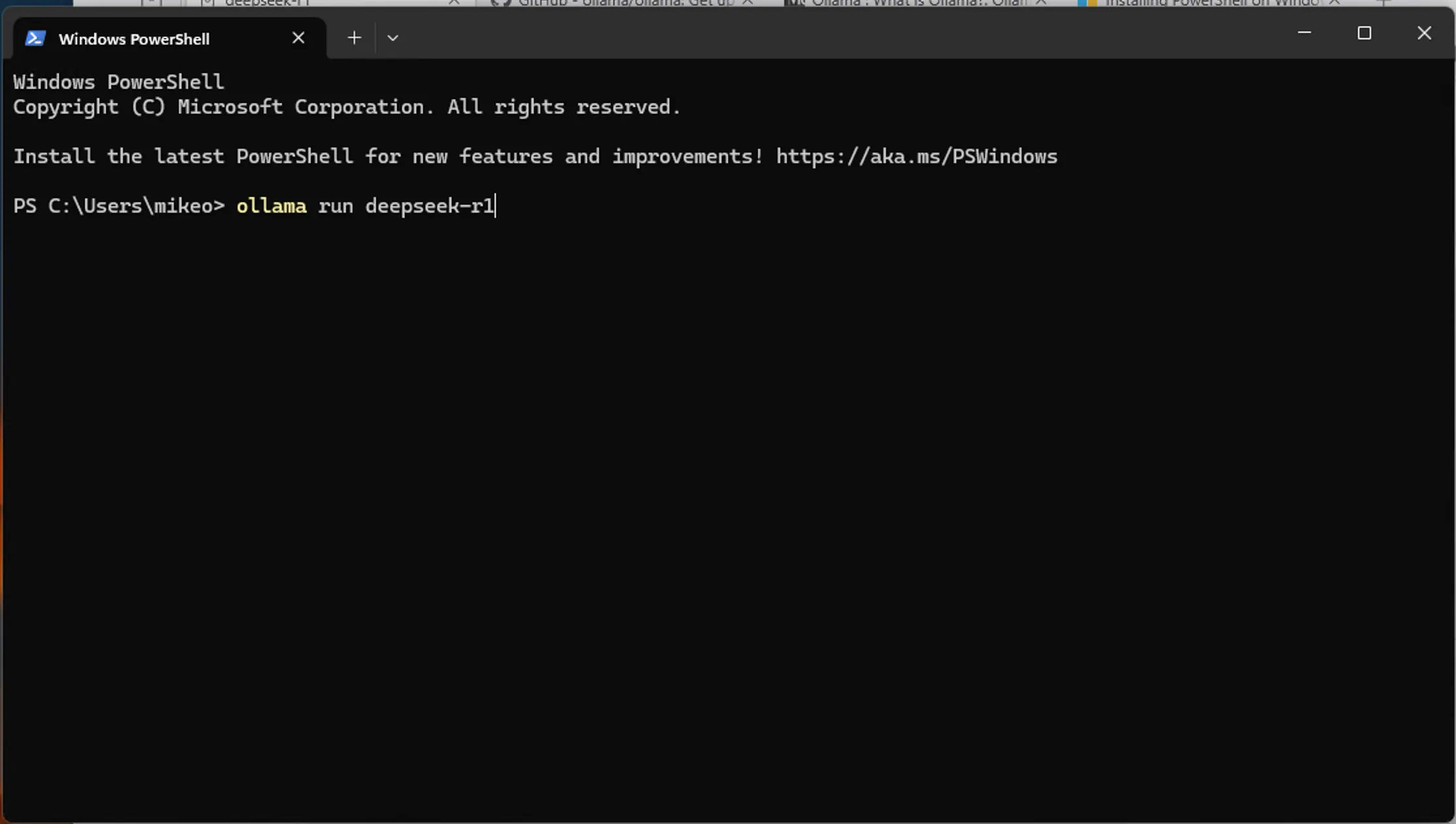 Running DeepSeek in PowerShell